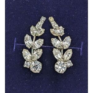 Vintage Weiss Climber Shooting Star‎ Multi Rhinestone Earrings Hollywood Glamour
